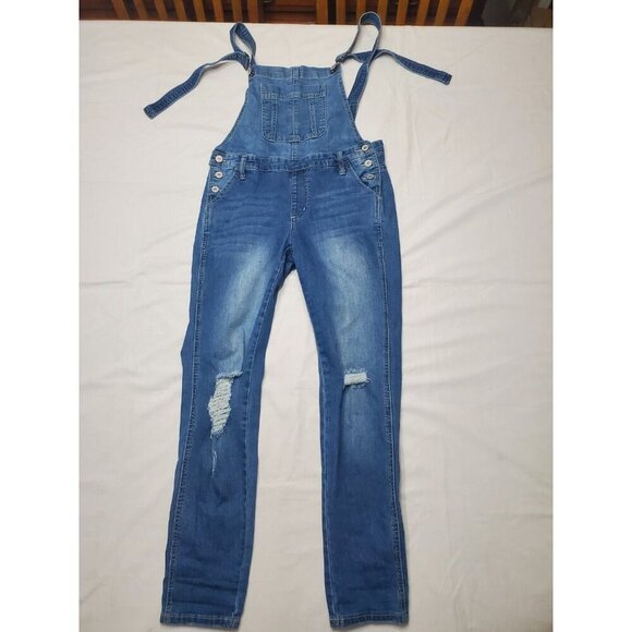 Kancan Overalls Women’s Size XS Distressed Adjustable Straps Pockets Preppy City - Picture 1 of 11